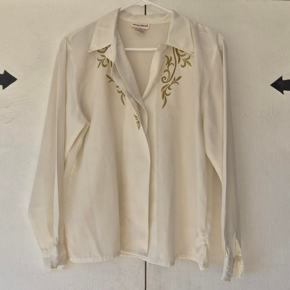 Vintage potomac collection cream satin blouse